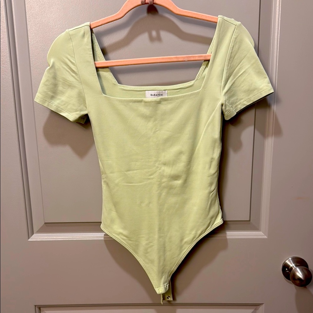 Babaton Light Green Square Neck Contour Bodysuit Size Small